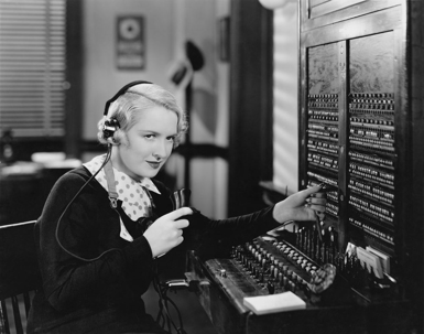 woman operating call switchboard