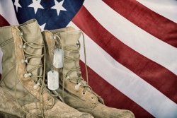 military boots and american flag