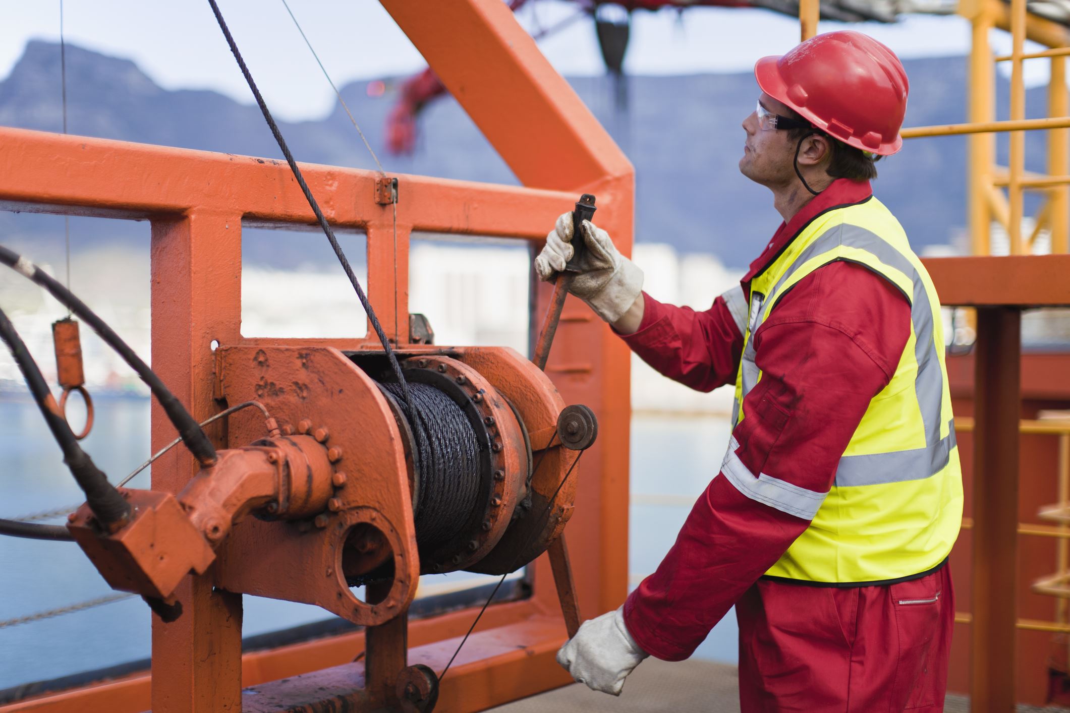 man working a machine