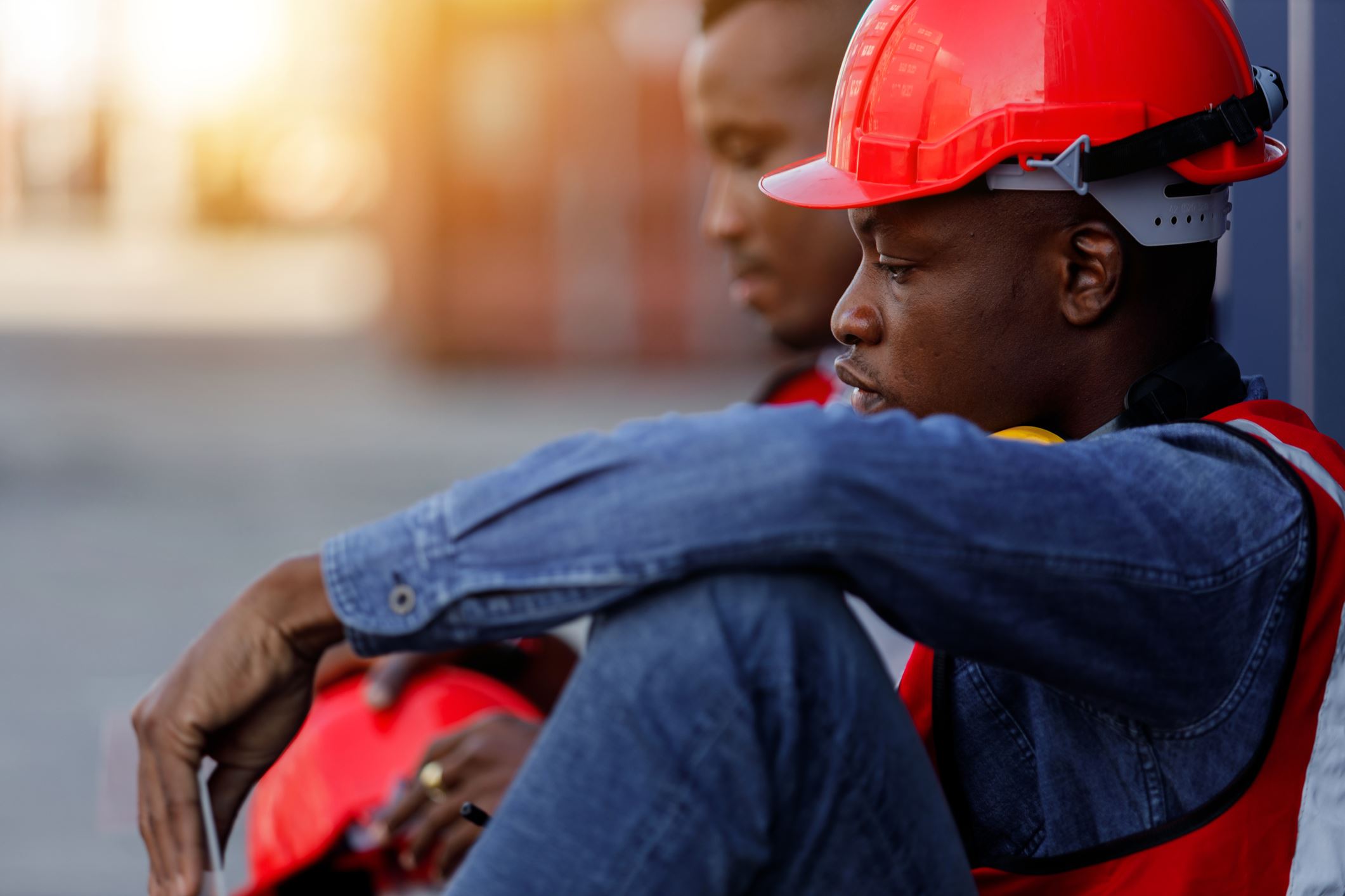 worker sitting down 